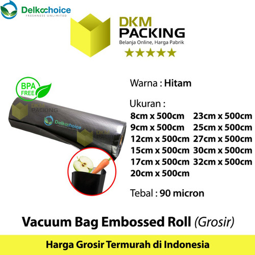 [EZO.9201915] Plastik Vacuum BLACK Emboss Roll 5Meter Vakum Embossed DELKOCHOICE