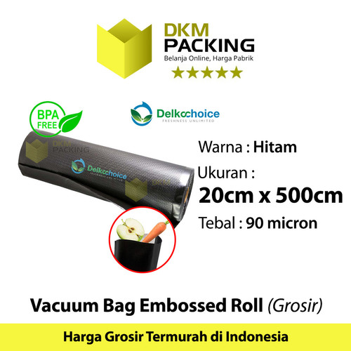 [EZO.9201918] Plastik Vacuum BLACK Emboss Roll 20x500cm Vakum Embossed DELKOCHOICE