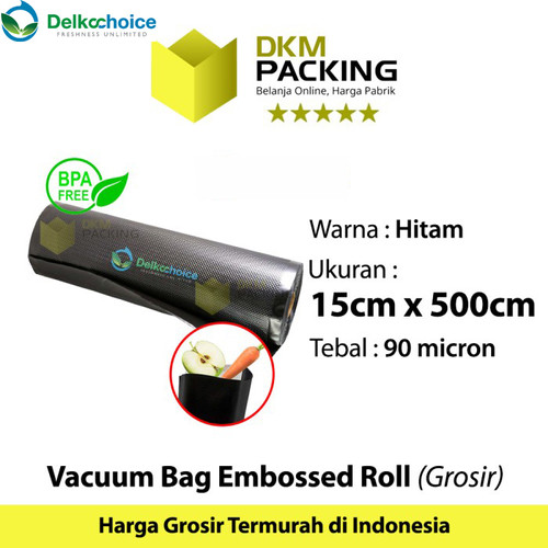 [EZO.9201919] Plastik Vacuum BLACK Emboss Roll 15x5Meter Vakum Embossed DELKOCHOICE
