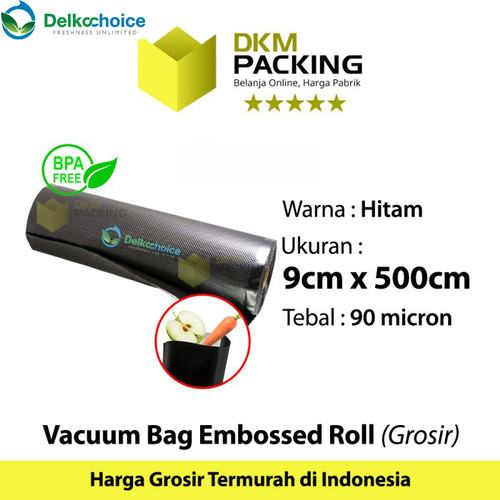[EZO.9201920] Plastik Vacuum BLACK Emboss Roll 9x5Meter Vakum Embossed DELKOCHOICE