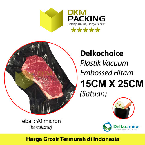 [EZO.9201925] Plastik Vacuum BLACK EMBOSS BAG 15x25cm Vakum Embossed DELKOCHOICE