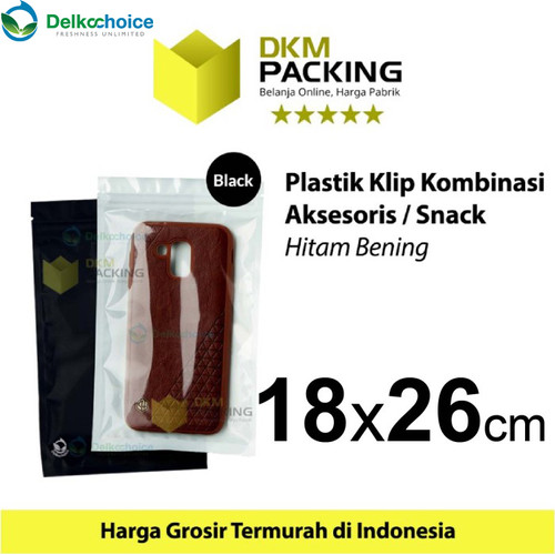 [EZO.9201927] Plastik Klip ZIPLOCK BAG 18x26CM BLACK Kemasan Aksesoris DELKOCHOICE