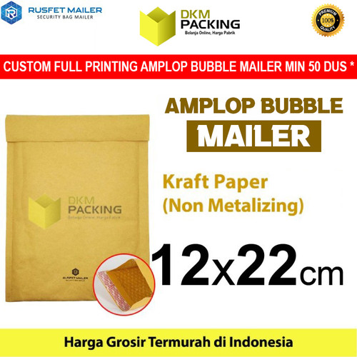 [EZO.9201953] AMPLOP BUBBLE MAILER KRAFT PAPER 12X22cm BUBBLE WRAP ENVELOPE RUSFET