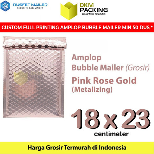 [EZO.9201955] AMPLOP BUBBLE MAILER PINK ROSE GOLD 18X27 BUBBLE WRAP ENVELOPE RUSFET