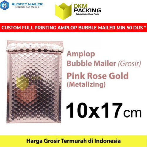 [EZO.9201956] AMPLOP BUBBLE MAILER PINK ROSE GOLD 10X21 BUBBLE WRAP ENVELOPE RUSFET