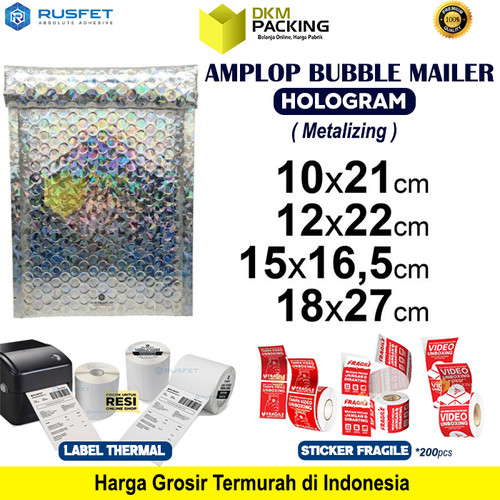 [EZO.9201957] AMPLOP BUBBLE MAILER HOLOGRAM BUBBLE WRAP ENVELOPE RUSFET