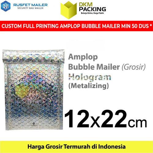 [EZO.9201959] AMPLOP BUBBLE MAILER HOLOGRAM 12X22cm BUBBLE WRAP ENVELOPE RUSFET