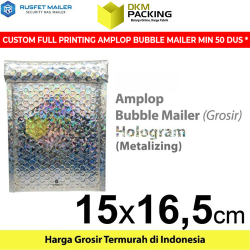 [EZO.9201960] AMPLOP BUBBLE MAILER HOLOGRAM 15X16cm BUBBLE WRAP ENVELOPE RUSFET