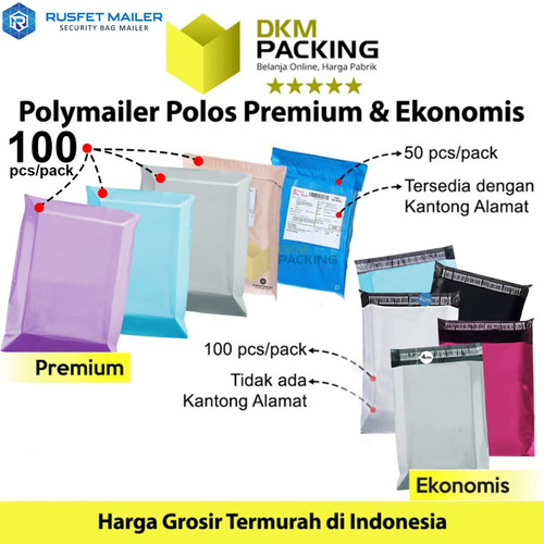 [EZO.9201962] Polymailer PACK Warna POLOS Amplop Plastik Packing RUSFET Polimailer