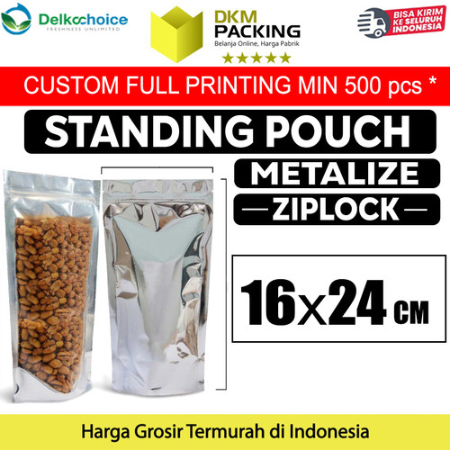[EZO.9202058] Standing Pouch 16x24cm Clear Metalize Alumunium Plastik Klip Ziplock