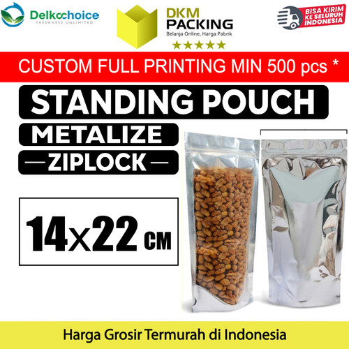 [EZO.9202059] Standing Pouch 14x22cm Clear Metalize Alumunium Plastik Klip Ziplock