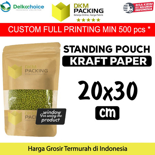 [EZO.9202064] Standing Pouch 20x30cm Kraft Paper Window Ziplock Kemasan Makanan
