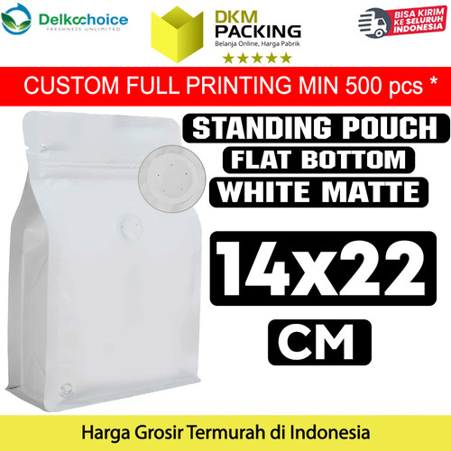 [EZO.9202068] Flat Bottom VALVE 14x22cm Standing Pouch Ziplock Plastik Klip Putih