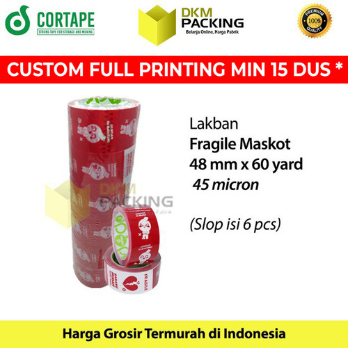 [EZO.9202082] Lakban FRAGILE Mascot 48mm JANGAN DIBANTING HANDLE WITH CARE / SELOP