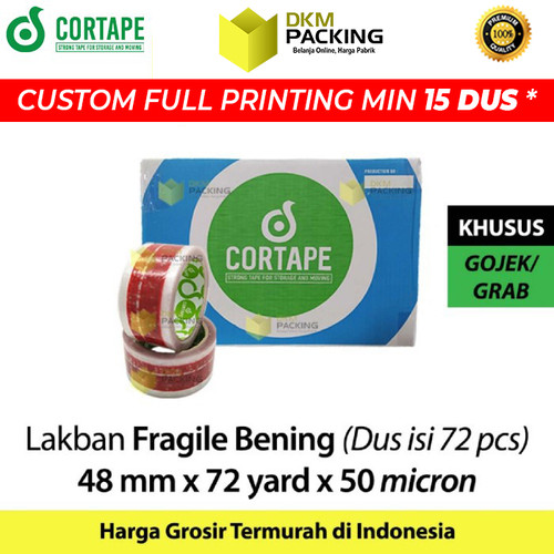 [EZO.9202095] Lakban FRAGILE Bening 48mm Plakban Isolasi GOJEK PREMIUM TERMURAH /DUS