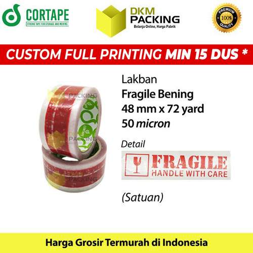 [EZO.9202097] Lakban FRAGILE Bening 48mm Plakban Isolasi PREMIUM TERMURAH /SATUAN
