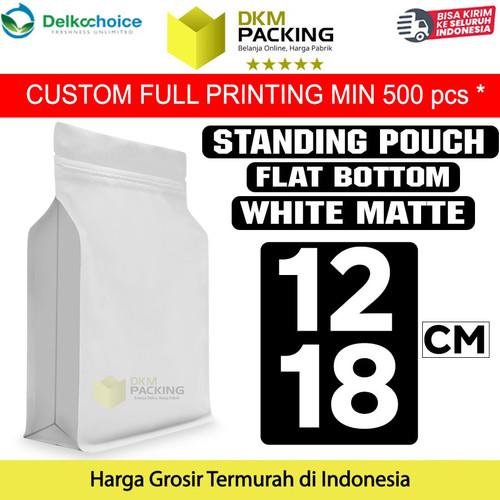 [EZO.9202100] Plastik Klip Flat Bottom Putih 12x18cm Standing Pouch Ziplock Kemasan