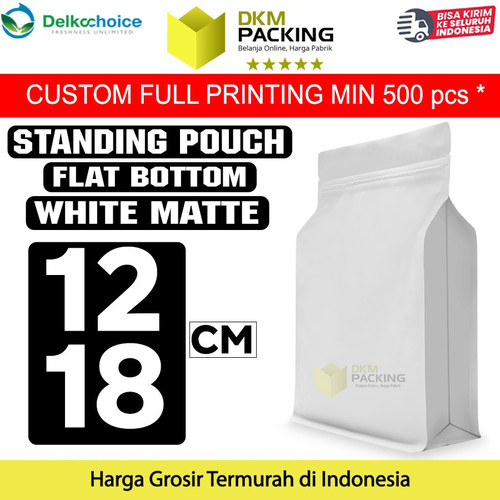 [EZO.9202101] Flat Bottom Putih 12x18cm Plastik Klip Standing Pouch Ziplock Kemasan
