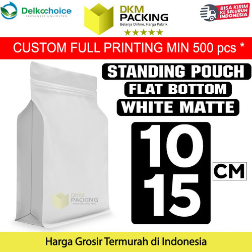 [EZO.9202103] Flat Bottom Putih 10x15cm Plastik Klip Standing Pouch Ziplock Kemasan