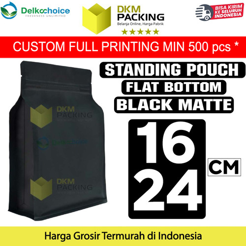 [EZO.9202108] Plastik Klip Flat Bottom Hitam 16x24cm Standing Pouch Ziplock Kemasan