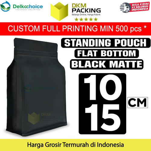 [EZO.9202112] Plastik Klip Flat Bottom Hitam 10x15cm Standing Pouch Ziplock Kemasan
