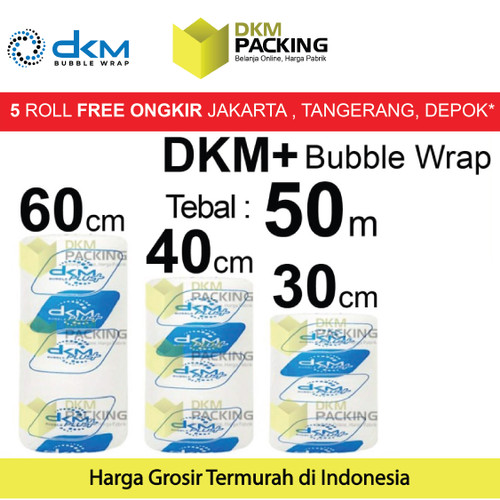 [EZO.9202140] Plastik Bubblewrap Bening 50Meter Bubble Wrap DKMPLUS PREMIUM / ROLL