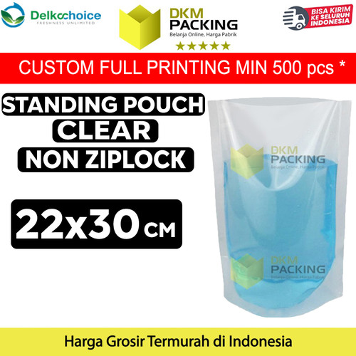 [EZO.9202154] Plastik Standing Pouch 22x30cm Bening NON Ziplock Kemasan Makanan