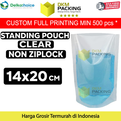 [EZO.9202156] Plastik Standing Pouch 14x20cm Bening NON Ziplock Kemasan Makanan