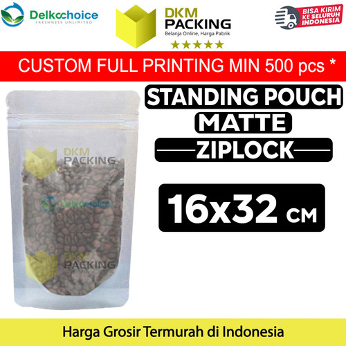 [EZO.9202158] Plastik Klip Matte 16x32cm Standing Pouch Ziplock Kemasan Makanan