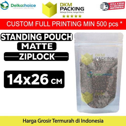 [EZO.9202162] Plastik Klip Matte 14x26cm Standing Pouch Ziplock Kemasan Makanan