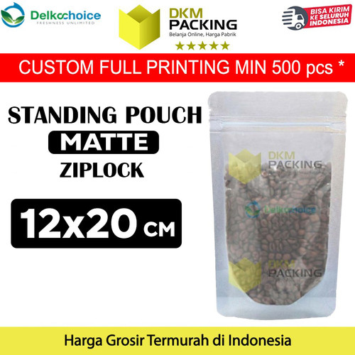 [EZO.9202166] Plastik Klip Matte 12x20cm Standing Pouch Ziplock Kemasan Makanan