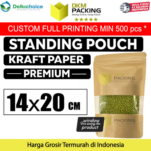 [EZO.9202174] Standing Pouch 14x20cm Kraft Paper Window Ziplock Kemasan Makanan