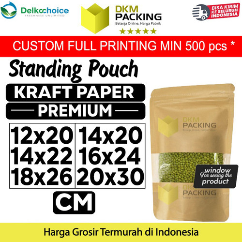 [EZO.9202178] Kraft Paper Standing Pouch Window Ziplock Sealer Kemasan Makanan