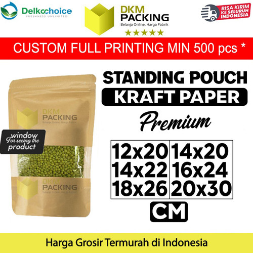 [EZO.9202179] Standing Pouch Kraft Paper Window Ziplock Sealer Kemasan Makanan