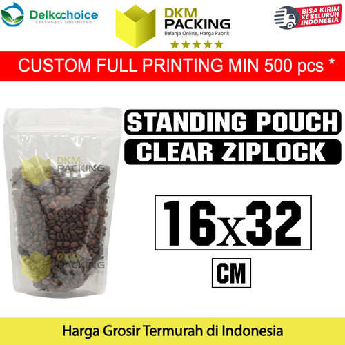 [EZO.9202201] Standing Pouch Clear 16x32 Plastik Klip Bening Ziplock Sealer Makanan