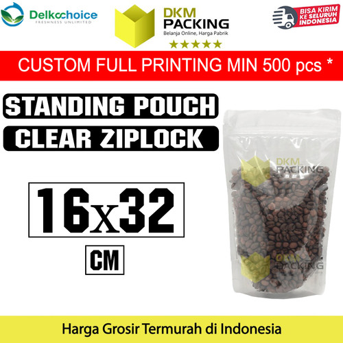 [EZO.9202202] Plastik Klip Bening 16x32 Standing Pouch Clear Ziplock Sealer Makanan