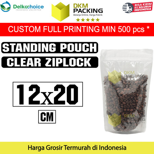 [EZO.9202206] Plastik Klip Bening 12x20 Standing Pouch Clear Ziplock Sealer Makanan