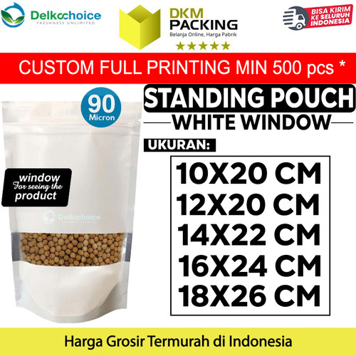 [EZO.9202208] Plastik Klip Standing Pouch Window Ziplock Putih Sealer Makanan