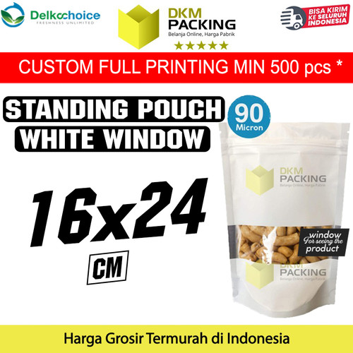 [EZO.9202209] Plastik Klip 16x24 Standing Pouch Window Putih Ziplock Sealer Makanan