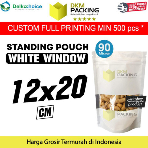 [EZO.9202211] Plastik Klip 12x20 Standing Pouch Window Putih Ziplock Sealer Makanan