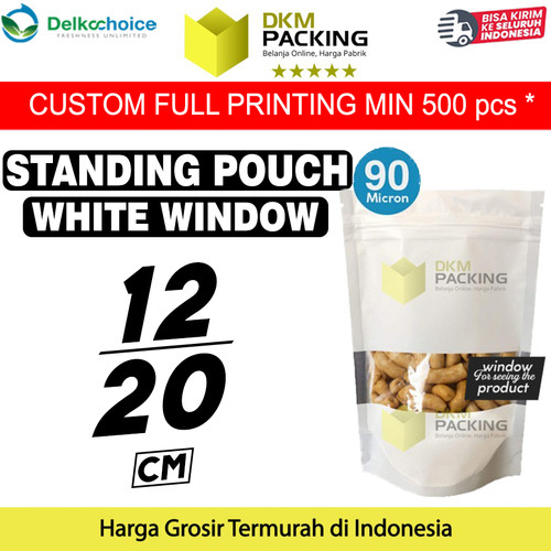 [EZO.9202220] Plastik Klip 12x20 Standing Pouch Window Ziplock Putih Sealer Makanan