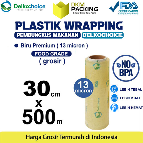 [EZO.9202243] Plastik Cling Wrap 30cm x 500m FOOD GRADE BIRU Food Wrapping /SATUAN