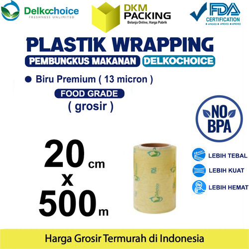 [EZO.9202245] Plastik Cling Wrap 20cm x 500m FOOD GRADE BIRU Food Wrapping /SATUAN