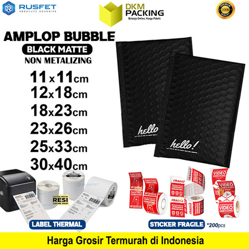 [EZO.9202284] AMPLOP BUBBLE MAILER WRAP ENVELOPE RUSFET BLACK PREMIUM /SATUAN