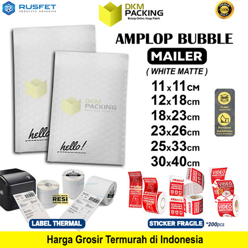 [EZO.9202285] AMPLOP BUBBLE MAILER WRAP ENVELOPE RUSFET WHITE PREMIUM /SATUAN