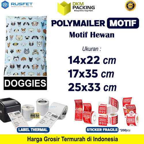 [EZO.9202312] Polymailer Polimailer Amplop Plastik Packing Motif Dog RUSFET /SATUAN