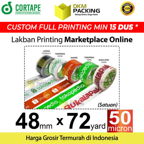 [EZO.9202332] Lakban MARKETPLACE 48mm x 60yard TOKOPEDIA CORTAPE TERMURAH /SATUAN