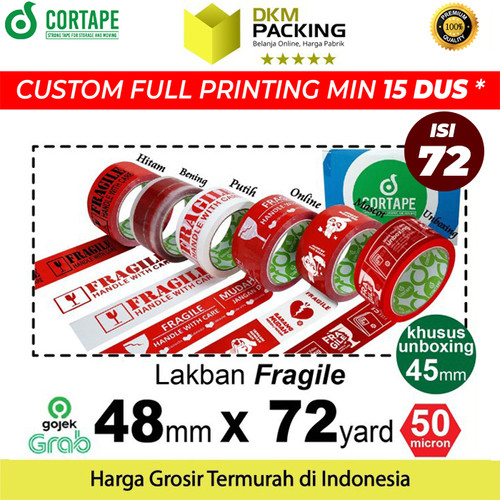 [EZO.9202336] Lakban FRAGILE 48mm Plakban Isolasi OJOL PREMIUM TERMURAH /DUS