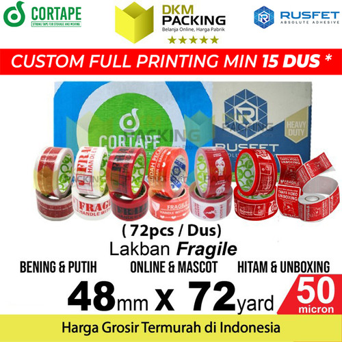 [EZO.9202337] Lakban FRAGILE 48mm Plakban Isolasi PREMIUM TERMURAH /DUS