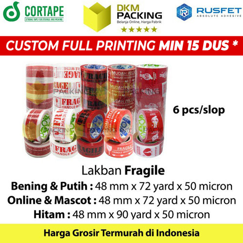 [EZO.9202338] Lakban FRAGILE 48mm Plakban Isolasi PREMIUM TERMURAH /SELOP